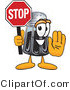 Vector Illustration of a Cartoon Pepper Shaker Mascot Holding a Stop Sign by Mascot Junction