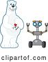 Vector Illustration of a Cartoon Polar Bear School Mascot Controlling a Robot by Toons4Biz