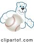 Vector Illustration of a Cartoon Polar Bear School Mascot Grabbing a Baseball by Toons4Biz