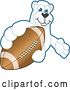 Vector Illustration of a Cartoon Polar Bear School Mascot Grabbing an American Football by Mascot Junction