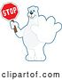 Vector Illustration of a Cartoon Polar Bear School Mascot Holding out a Paw and a Stop Sign by Mascot Junction
