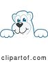 Vector Illustration of a Cartoon Polar Bear School Mascot Looking over a Sign by Mascot Junction