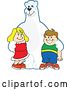Vector Illustration of a Cartoon Polar Bear School Mascot Posing with Students by Mascot Junction