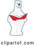 Vector Illustration of a Cartoon Polar Bear School Mascot Reading a Book by Mascot Junction
