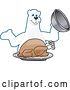 Vector Illustration of a Cartoon Polar Bear School Mascot Serving a Roasted Thanksgiving Turkey by Mascot Junction