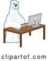 Vector Illustration of a Cartoon Polar Bear School Mascot Using a Desktop Computer by Mascot Junction