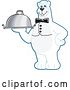 Vector Illustration of a Cartoon Polar Bear School Mascot Waiter Holding a Cloche Platter by Mascot Junction