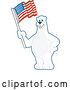 Vector Illustration of a Cartoon Polar Bear School Mascot Waving an American Flag by Mascot Junction