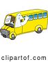 Vector Illustration of a Cartoon Polar Bear School Mascot Waving and Driving a School Bus by Mascot Junction