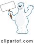 Vector Illustration of a Cartoon Polar Bear School Mascot Waving and Holding a Blank Sign by Mascot Junction
