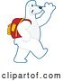 Vector Illustration of a Cartoon Polar Bear School Mascot Wearing a Backpack, Walking and Waving by Mascot Junction