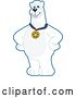 Vector Illustration of a Cartoon Polar Bear School Mascot Wearing a Sports Medal by Mascot Junction