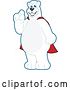 Vector Illustration of a Cartoon Polar Bear School Mascot Wearing a Super Hero Cape, Holding up a Finger by Mascot Junction