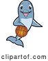 Vector Illustration of a Cartoon Porpoise Dolphin School Mascot Dribbling a Basketball by Mascot Junction