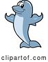 Vector Illustration of a Cartoon Porpoise Dolphin School Mascot Flexing by Mascot Junction