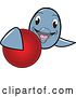 Vector Illustration of a Cartoon Porpoise Dolphin School Mascot Grabbing a Field Hockey Ball by Mascot Junction