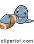 Vector Illustration of a Cartoon Porpoise Dolphin School Mascot Grabbing a Football by Mascot Junction