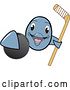 Vector Illustration of a Cartoon Porpoise Dolphin School Mascot Grabbing a Hockey Puck and Holding a Stick by Mascot Junction