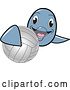 Vector Illustration of a Cartoon Porpoise Dolphin School Mascot Grabbing a Volleyball by Mascot Junction