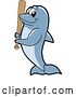 Vector Illustration of a Cartoon Porpoise Dolphin School Mascot Holding a Baseball Bat by Toons4Biz