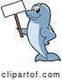 Vector Illustration of a Cartoon Porpoise Dolphin School Mascot Holding a Blank Sign by Mascot Junction