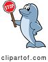 Vector Illustration of a Cartoon Porpoise Dolphin School Mascot Holding a Stop Sign by Mascot Junction