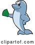 Vector Illustration of a Cartoon Porpoise Dolphin School Mascot Holding Cash by Mascot Junction