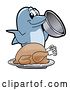 Vector Illustration of a Cartoon Porpoise Dolphin School Mascot Serving a Roasted Turkey by Mascot Junction