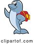 Vector Illustration of a Cartoon Porpoise Dolphin School Mascot Student Wearing a Backpack by Mascot Junction