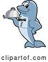Vector Illustration of a Cartoon Porpoise Dolphin School Mascot Waiter Holding a Cloche Platter by Toons4Biz