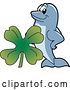 Vector Illustration of a Cartoon Porpoise Dolphin School Mascot with a St Patricks Day Clover by Toons4Biz