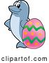 Vector Illustration of a Cartoon Porpoise Dolphin School Mascot with an Easter Egg by Mascot Junction