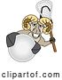 Vector Illustration of a Cartoon Ram Mascot Holding a Stick and Grabbing a Lacrosse Ball by Mascot Junction