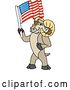 Vector Illustration of a Cartoon Ram Mascot Holding an American Flag by Mascot Junction