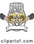 Vector Illustration of a Cartoon Ram Mascot Leaping out of a Shield with Text and a Blank Banner by Mascot Junction