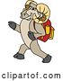 Vector Illustration of a Cartoon Ram Mascot Student Walking with a Backpack by Mascot Junction