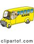 Vector Illustration of a Cartoon Ram Mascot Waving and Driving a Bus by Toons4Biz