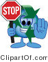 Vector Illustration of a Cartoon Recycle Mascot Holding a Stop Sign by Mascot Junction