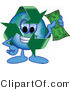 Vector Illustration of a Cartoon Recycle Mascot Holding Cash by Toons4Biz