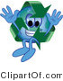 Vector Illustration of a Cartoon Recycle Mascot Jumping by Mascot Junction