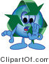 Vector Illustration of a Cartoon Recycle Mascot Whispering by Mascot Junction