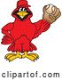 Vector Illustration of a Cartoon Red Cardinal Bird Mascot Baseball Player by Mascot Junction