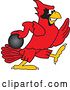 Vector Illustration of a Cartoon Red Cardinal Bird Mascot Bowling by Mascot Junction