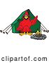 Vector Illustration of a Cartoon Red Cardinal Bird Mascot Camping by Mascot Junction