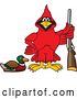 Vector Illustration of a Cartoon Red Cardinal Bird Mascot Duck Hunting by Mascot Junction