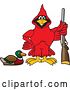 Vector Illustration of a Cartoon Red Cardinal Bird Mascot Duck Hunting by Toons4Biz