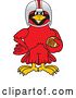 Vector Illustration of a Cartoon Red Cardinal Bird Mascot Football Player by Toons4Biz