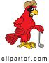 Vector Illustration of a Cartoon Red Cardinal Bird Mascot Golfer by Mascot Junction