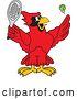 Vector Illustration of a Cartoon Red Cardinal Bird Mascot Playing Tennis by Mascot Junction