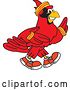 Vector Illustration of a Cartoon Red Cardinal Bird Mascot Running or Jogging by Mascot Junction